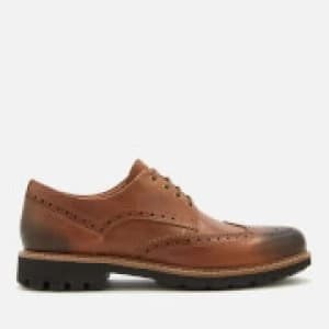 Clarks Mens Batcombe Wing Leather Brogues - Dark Tan - UK 10