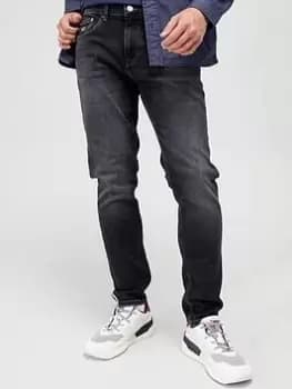 Tommy Jeans Austin Slim Tapered Fit Jeans - Black Denim, Size 32, Length Regular, Men