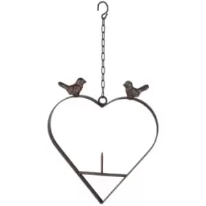 Bird Feeder Heart Shape 23.5cm Brown HI Brown