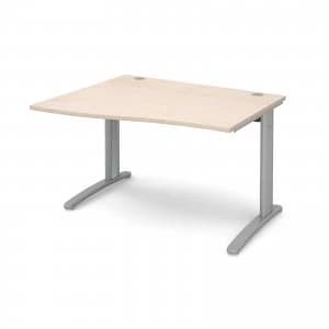 TR10 Left Hand Wave Desk 1200mm - Silver Frame maple Top