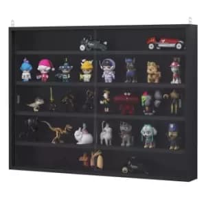 HOMCOM Particle Board 5-Tier Glass Door Display Cabinet Black