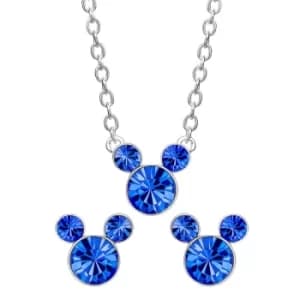 Disney Mickey Mouse September Birthstone Earring and Necklace Gift Set