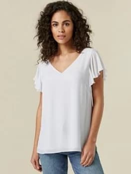 Wallis Frill Sleeve Cami Top - Ivory, Size 10, Women