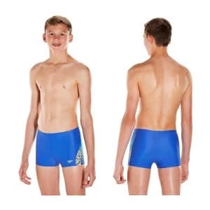 Speedo Boys Lightning Spritz Panel Aquashorts Blue/Yellow 24"