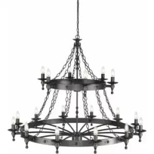 18 Bulb Chandelier 2 Tier Hand Crafted Graphite Finish Black LED E14 60W