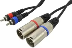 2 X Phono RCA To 2 X XLR Male Lead 3m