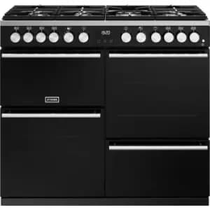 Stoves Precision Deluxe ST DX PREC D1000DF BK 100cm Dual Fuel Range Cooker - Black - A Rated