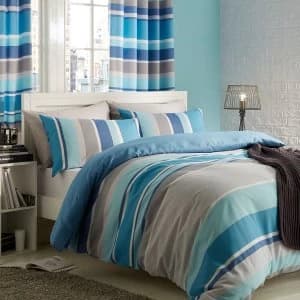 Catherine Lansfield Modern Textured Stripe Double Duvet Set