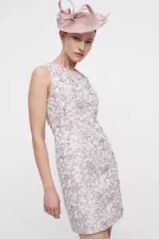 Jacquard Midi Embellished Shift Dress