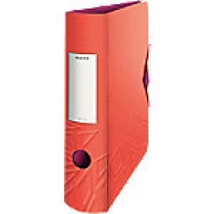 Leitz Urban Chic Lever Arch File 82mm Polypropylene, Polyfoam 2 ring A4 Light Red, Dark Red