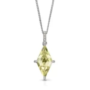 JG Signature 9ct White Gold Lemon Quartz & Diamond Kite Necklace