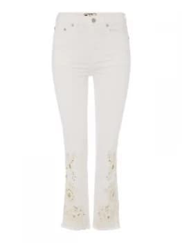 Free People Slim Cigarette Jeans With Cutwork In Ivory White