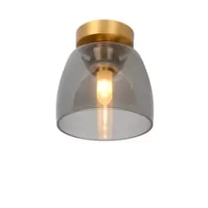 Tyler Retro Flush Ceiling Light Bathroom - Ø16,1cm - 1xG9 - IP44 - Matt Gold, Brass