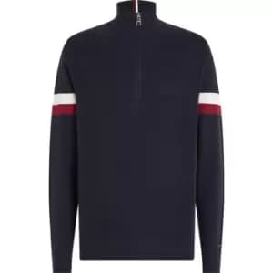 Tommy Hilfiger Allover Structure Gs Zip Mock - Blue
