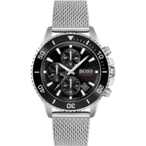 Mens BOSS Drifter Silver & Black Watch