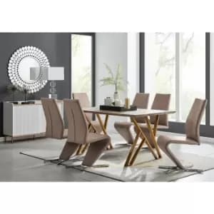 Taranto Oak Effect Dining Table and 6 Cappuccino Willow Chairs - Cappuccino