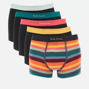 Paul Smith Mens 5-Pack Trunk Boxer Shorts - Black/Stripe - L