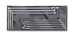 Beta Tools T63 8pc T-Handle with Swivel Hex Socket Wrench Set Tray Roller Cab