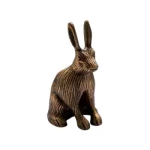 Ivyline Cast Aluminium Hare Candle Holder Antique Brass