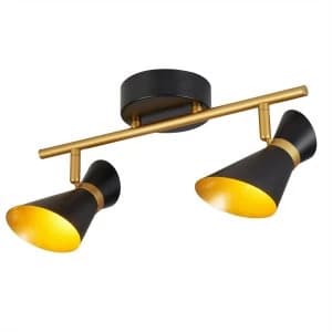 LED 2 Light Double Spotlight Bar Matt Black, Gold