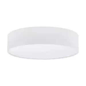Flush Ceiling Light Colour White Round White Fabric Shade Bulb E27 3x60W