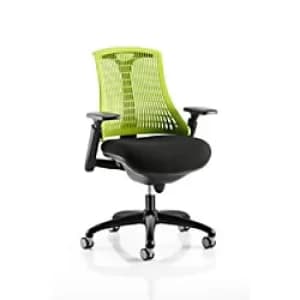 Dynamic Synchro Tilt Task Operator Chair Height Adjustable Arms Green Back, Black Seat, Black Frame Without Headrest Medium Back