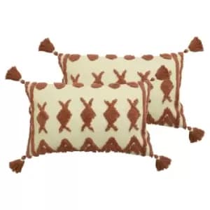 Furn. Esme Twin Pack Polyester Filled Cushions Brick