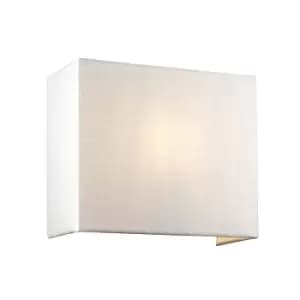 Riley Medium Square Wall Light with Brass Ivory Faux Silk Shade