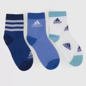adidas blue kids ankle socks 3 pack