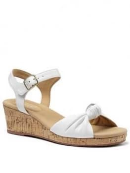 Hotter Palmas Leather Wedge Heeled Sandals - White