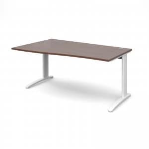TR10 Left Hand Wave Desk 1600mm - White Frame Walnut Top