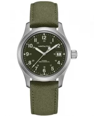 Hamilton Khaki Field Mechanical Green Dial Green Textile Strap Mens Watch H69439363 H69439363