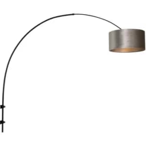 Sienna Sparkled Light Wall Lamp with Shade Matt Black, Velvet Silver