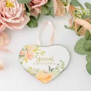 Peaches & Cream Mirror Heart Plaque Grandma