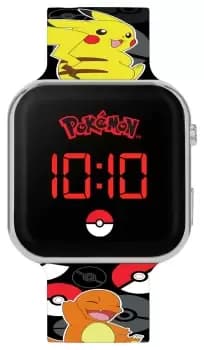 Pokemon Kids Digital Printed Black Silicone Strap Watch