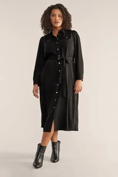 Evans Utility Shirt Dress Black