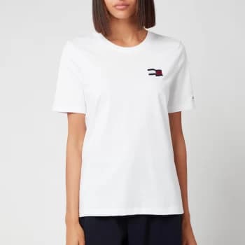 Tommy Hilfiger Womens Regular Motion Flag Crewneck T-Shirt - White - L