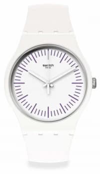 Swatch WHITENPURPLE White & Purple Silicone Strap White Watch