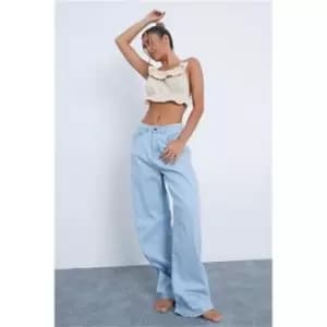 I Saw It First Stone Draw Cord Ruffe Detail Halterneck Top - Brown