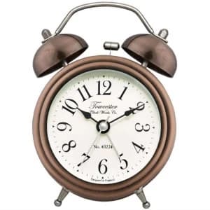 Acctim Pembridge Antique Brass Double Bell Alarm Clock