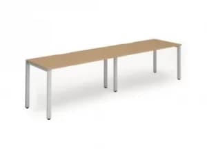 Single Silver Frame Bench Desk 1200 Beech (2 Pod)