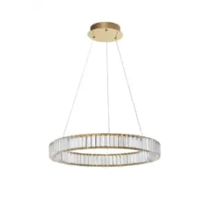 Merano - Kingston Integrated LED Pendant Ceiling Light Gold Metal, Crystal LED 40W 4647Lm 3500K