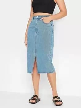 Long Tall Sally Midi Denim Skirt, Blue, Size 12, Women