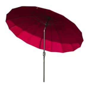 Outsunny Ф255cm Patio Parasol Umbrella Outdoor Market Table Parasol with Push Button Tilt Crank and Sturdy Ribs for Garden Lawn Backyard Pool Wine Red