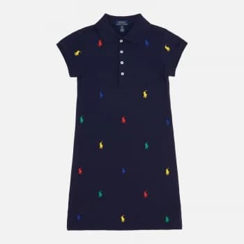 Polo Ralph Lauren Girls Embroidered Logo Dress - French Navy - 12 Years