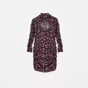 Missguided Tie Neck Long Sleeve Dress - Multi