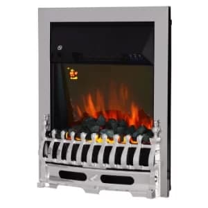 HOMCOM LED Flame Electric Fire Place-Silver
