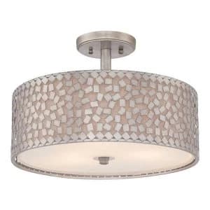 3 Light Semi Flush Ceiling Light Old Silver, E27