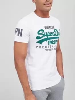 Superdry Vintage Label Core T-Shirt - White, Size 3XL, Men
