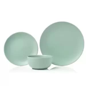 12 Piece Matte Sage Stoneware Dinner Set
